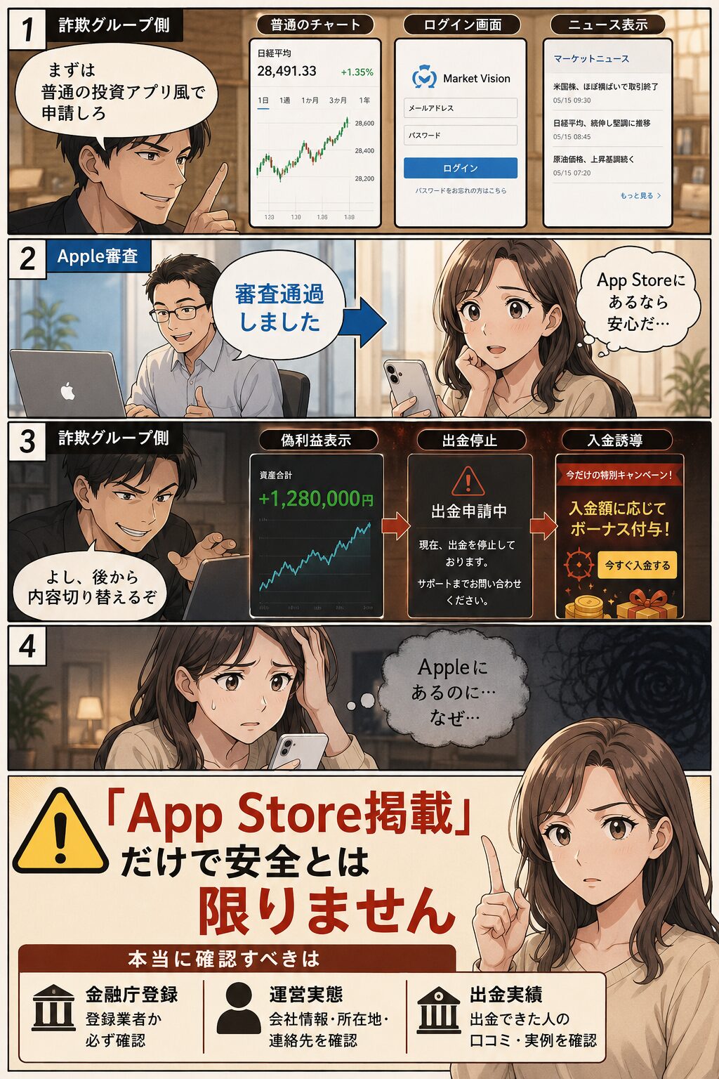 Apple審査を利用する詐欺アプリ漫画