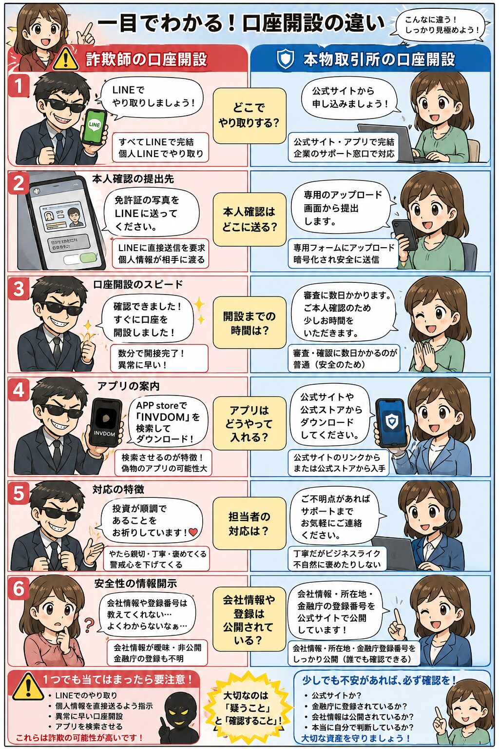 詐欺口座開設と本物取引所の違い